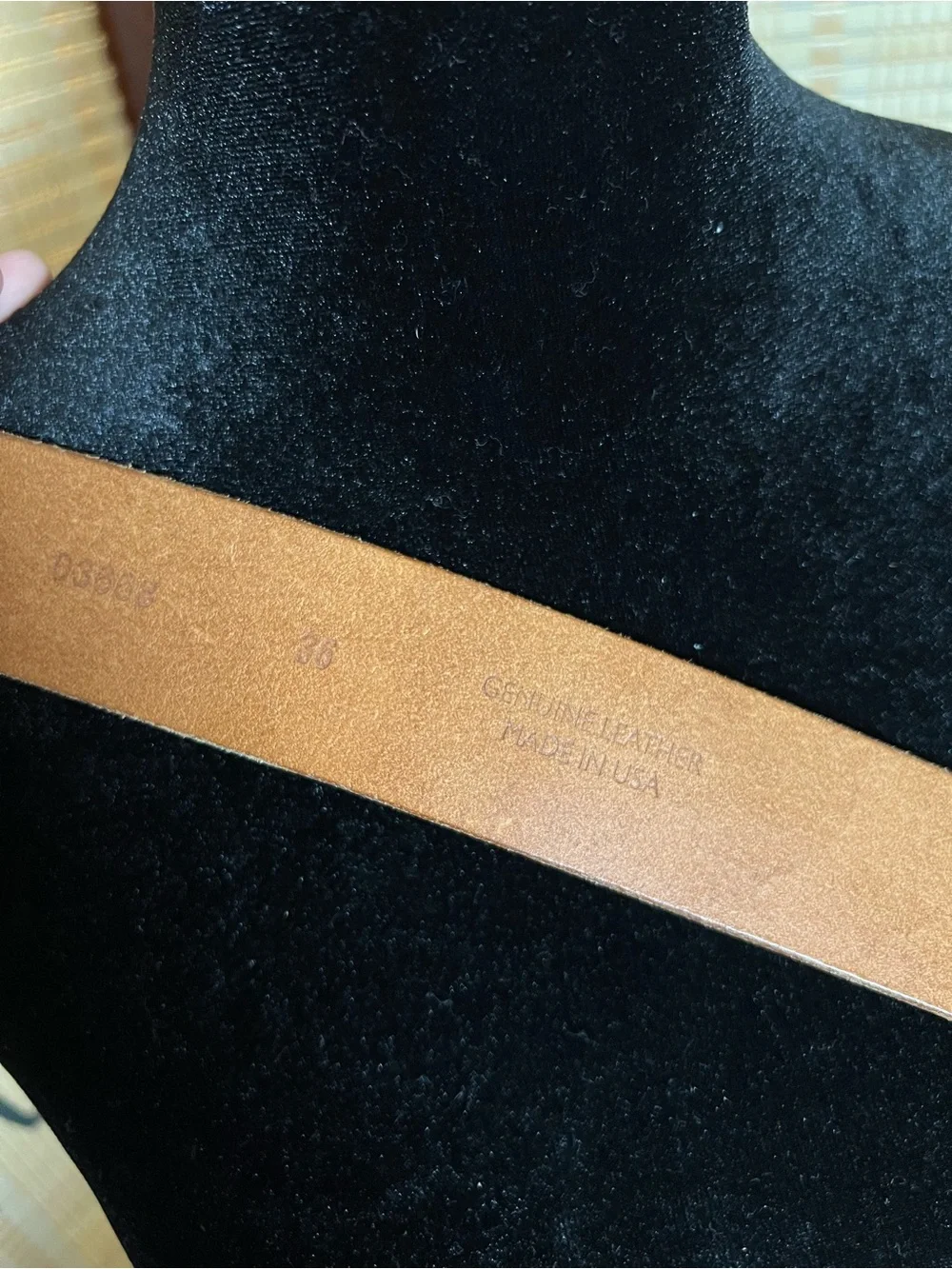 Vintage Leather Tribal Cross Laser Etched Belt Size 36 Made in USA Brown Y2K